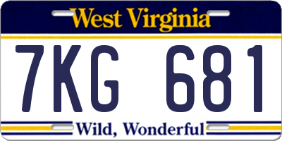 WV license plate 7KG681