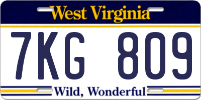 WV license plate 7KG809