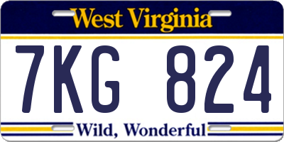 WV license plate 7KG824
