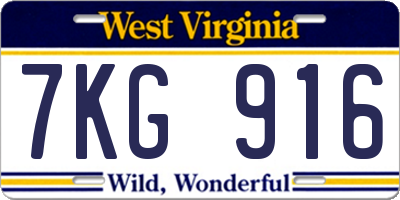 WV license plate 7KG916