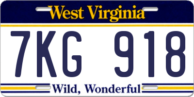WV license plate 7KG918