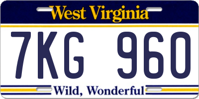 WV license plate 7KG960