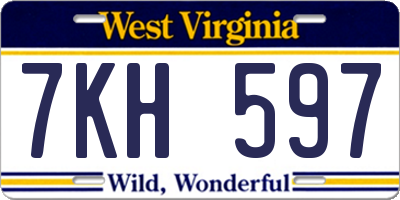 WV license plate 7KH597