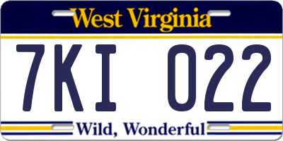 WV license plate 7KI022