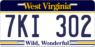 WV license plate 7KI302