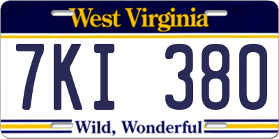 WV license plate 7KI380