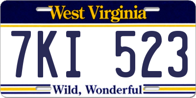 WV license plate 7KI523