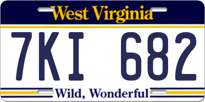 WV license plate 7KI682