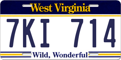 WV license plate 7KI714