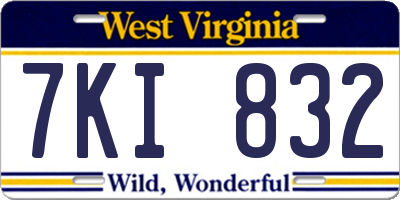 WV license plate 7KI832