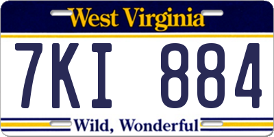 WV license plate 7KI884