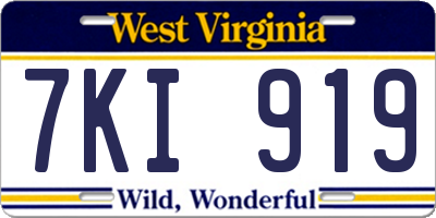 WV license plate 7KI919