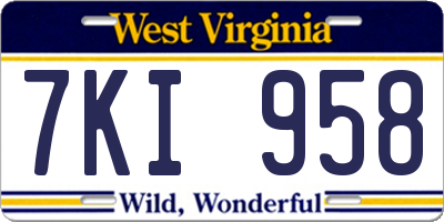 WV license plate 7KI958