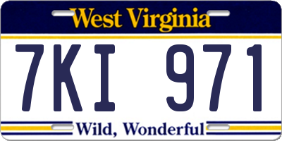 WV license plate 7KI971