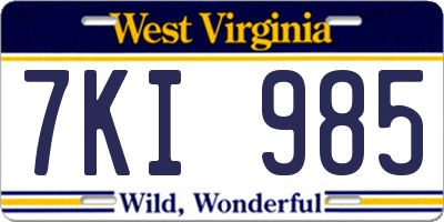 WV license plate 7KI985