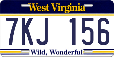 WV license plate 7KJ156