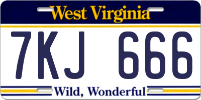 WV license plate 7KJ666