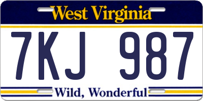 WV license plate 7KJ987