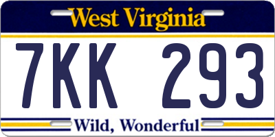 WV license plate 7KK293