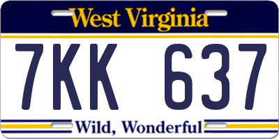 WV license plate 7KK637