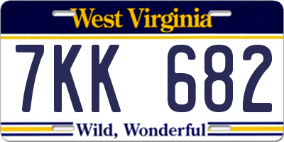 WV license plate 7KK682