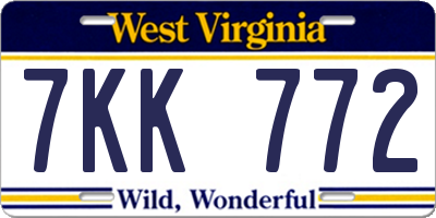 WV license plate 7KK772