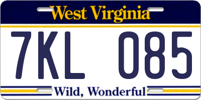 WV license plate 7KL085