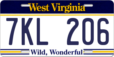 WV license plate 7KL206