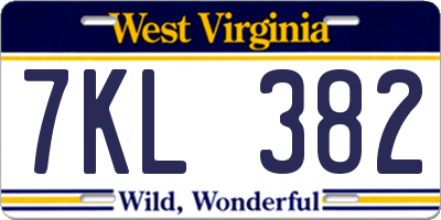 WV license plate 7KL382