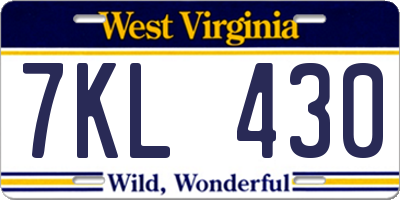 WV license plate 7KL430