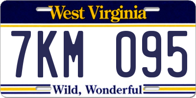 WV license plate 7KM095