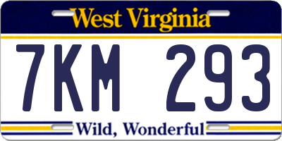 WV license plate 7KM293