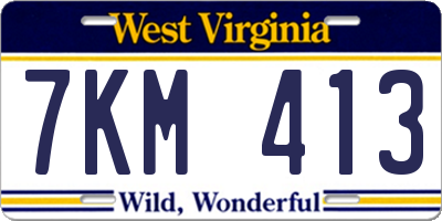 WV license plate 7KM413