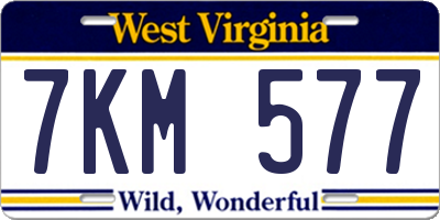 WV license plate 7KM577