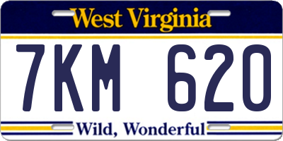 WV license plate 7KM620