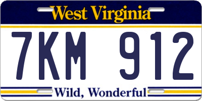 WV license plate 7KM912