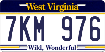 WV license plate 7KM976