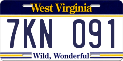 WV license plate 7KN091