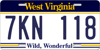 WV license plate 7KN118