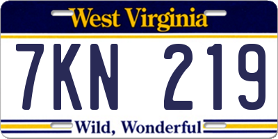 WV license plate 7KN219