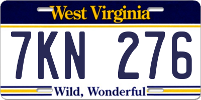WV license plate 7KN276
