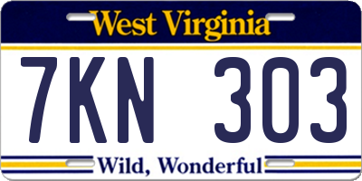 WV license plate 7KN303