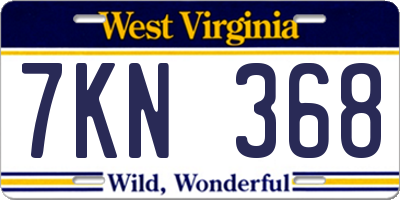 WV license plate 7KN368