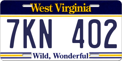 WV license plate 7KN402