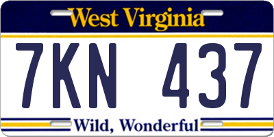 WV license plate 7KN437