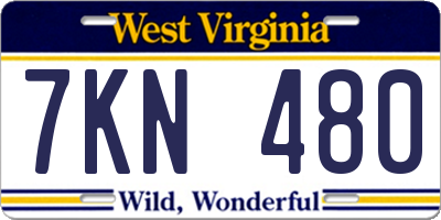 WV license plate 7KN480