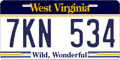 WV license plate 7KN534