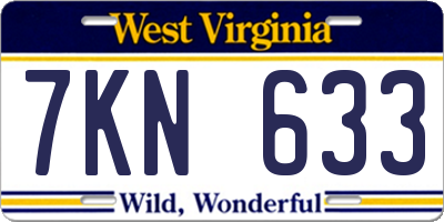 WV license plate 7KN633