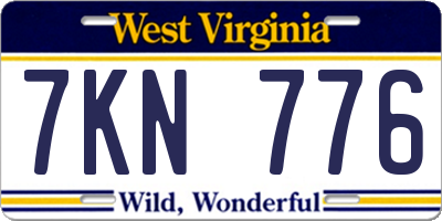 WV license plate 7KN776
