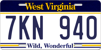 WV license plate 7KN940